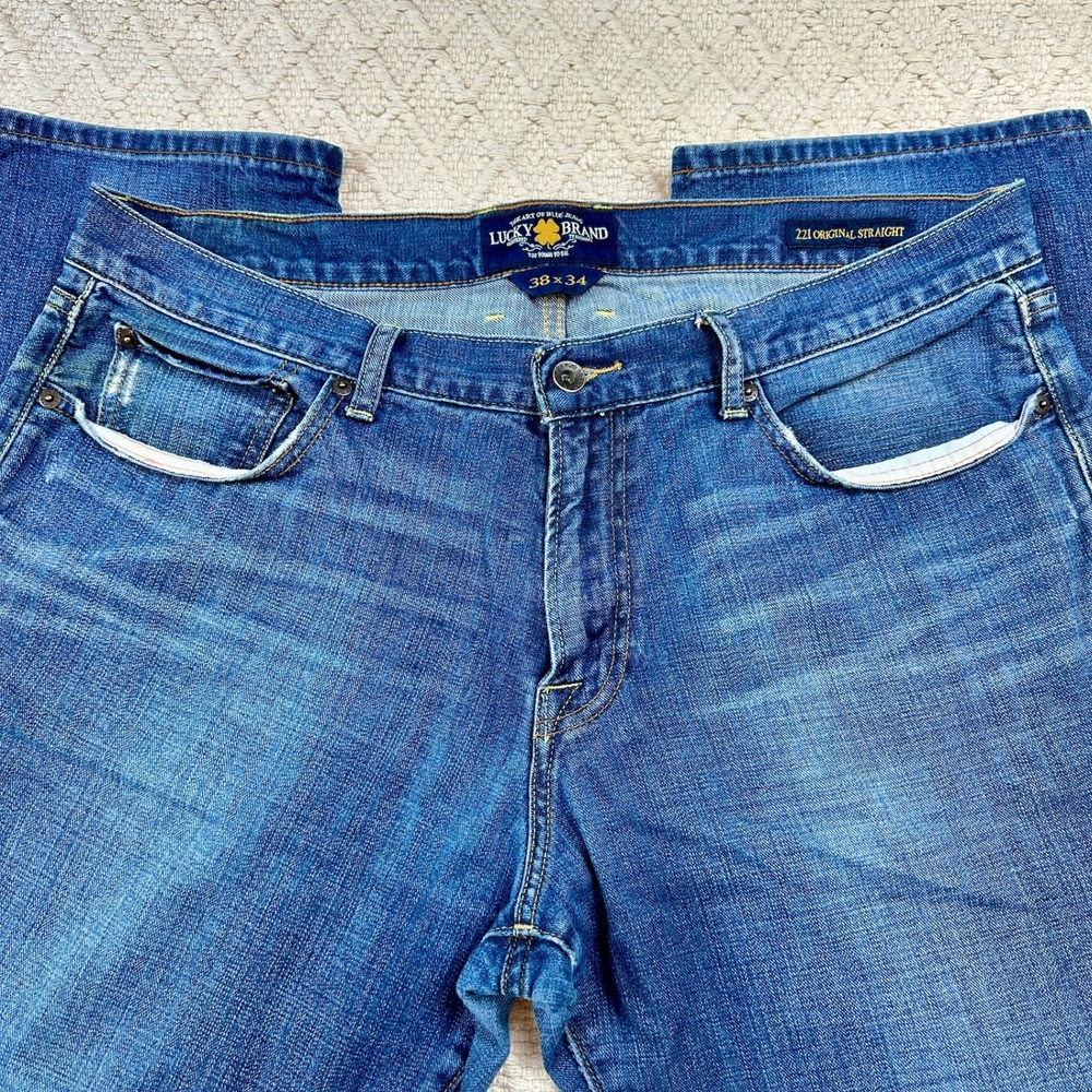 Lucky Brand 221 Original Straight Mens Jeans 38x34 Blue Medium Wash 7MP1775